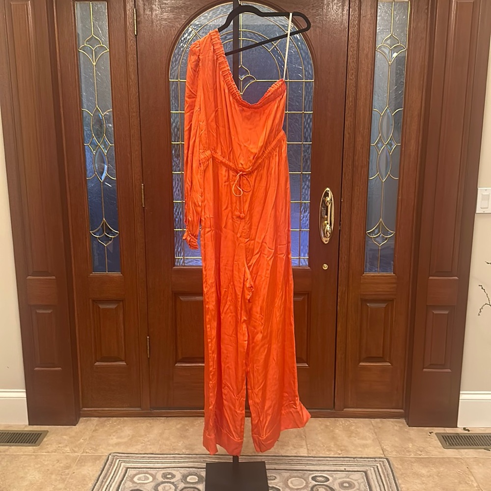 Farm Rio One Shoulder Jumpsuit in Orange NEW - Picture 6 of 14